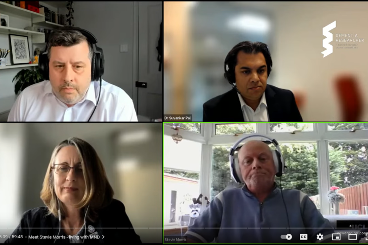 Screenshot from webinar featuring the four participants on a video call